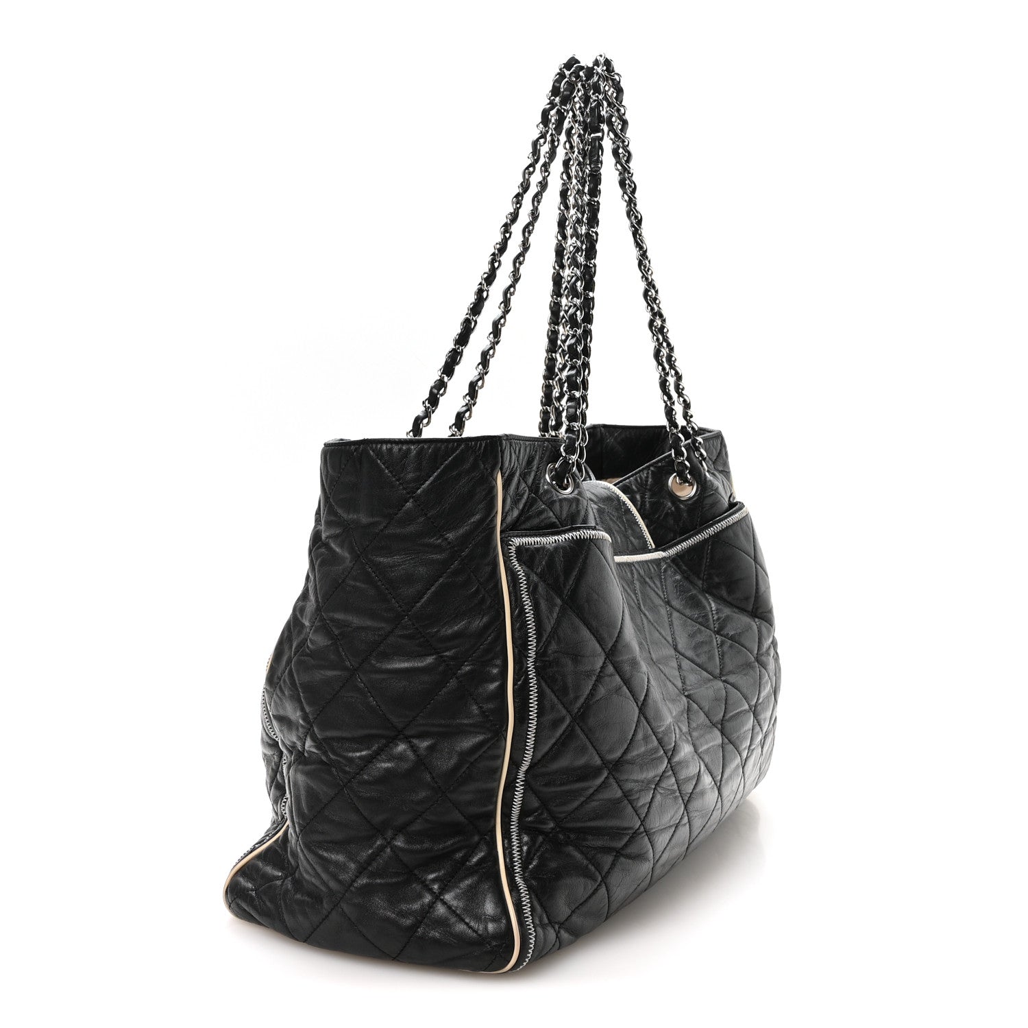 Chanel Lambskin Quilted Large East West Tote Black 2 of 9