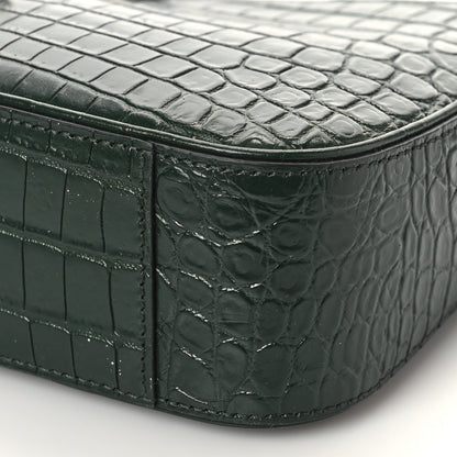 Saint Laurent Calfskin Crocodile Embossed Le 5 A 7 Hobo New Vert Fonce 7 of 7