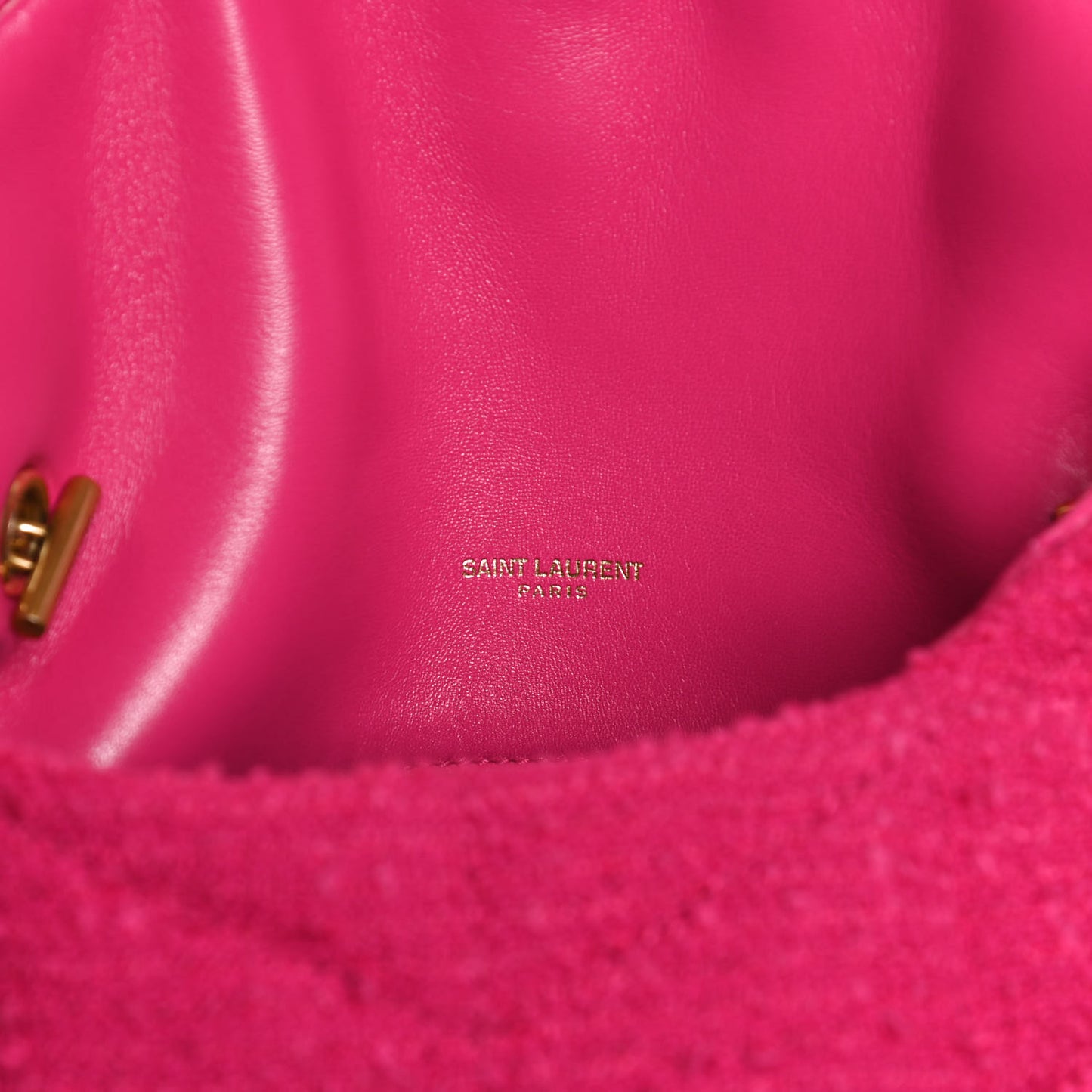 Boucle Tweed Quilted Toy Loulou Puffer Monogram Chain Satchel Magenta