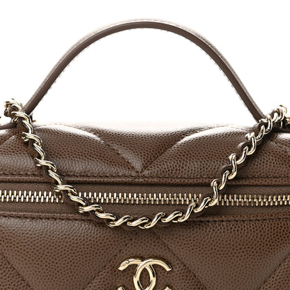 Chanel Caviar Quilted Top Handle Slim Vanity With Chain Light Brown 8 of 12