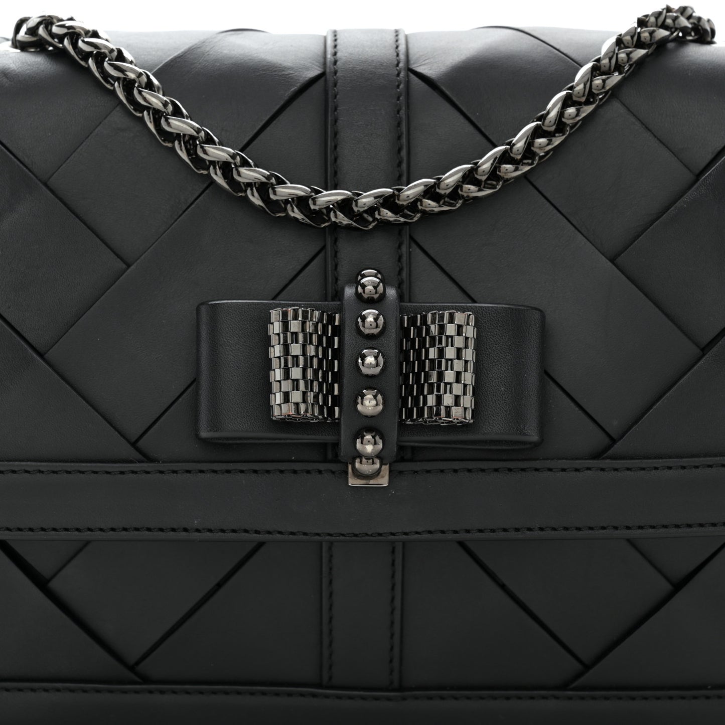 Calfskin Woven Small Sweet Charity NV Shoulder Bag Black