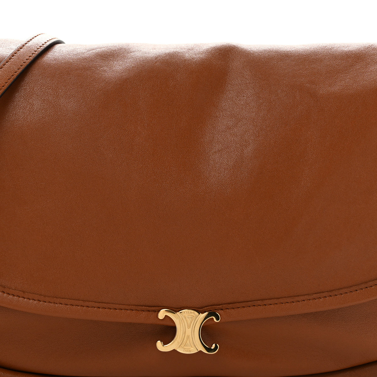 Shiny Lambskin Soft Triomphe Little Half Moon Bag Brick
