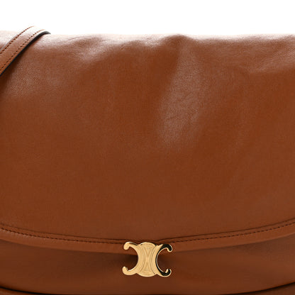 Celine Shiny Lambskin Soft Triomphe Little Half Moon Bag Brick 7 of 12