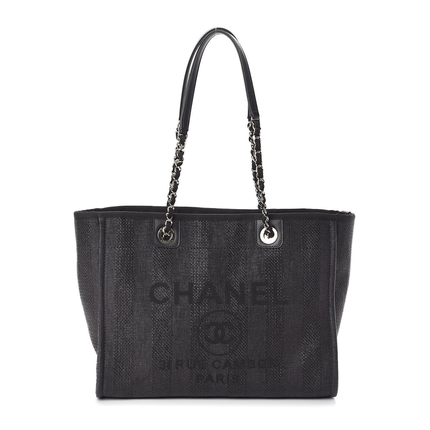 Mixed Fibers Striped Small Deauville Tote Navy Blue