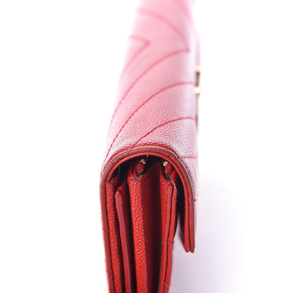 Saint Laurent Grain De Poudre Matelasse Chevron Monogram Flap Wallet Red 14 of 15