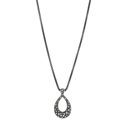 David Yurman Sterling Silver Diamond Midnight Melange Teardrop Pendant Necklace 1 of 7