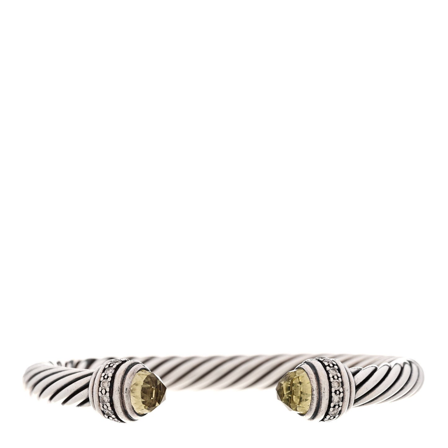 Sterling Silver Diamond Prasiolite 7mm Cable Classics Bracelet