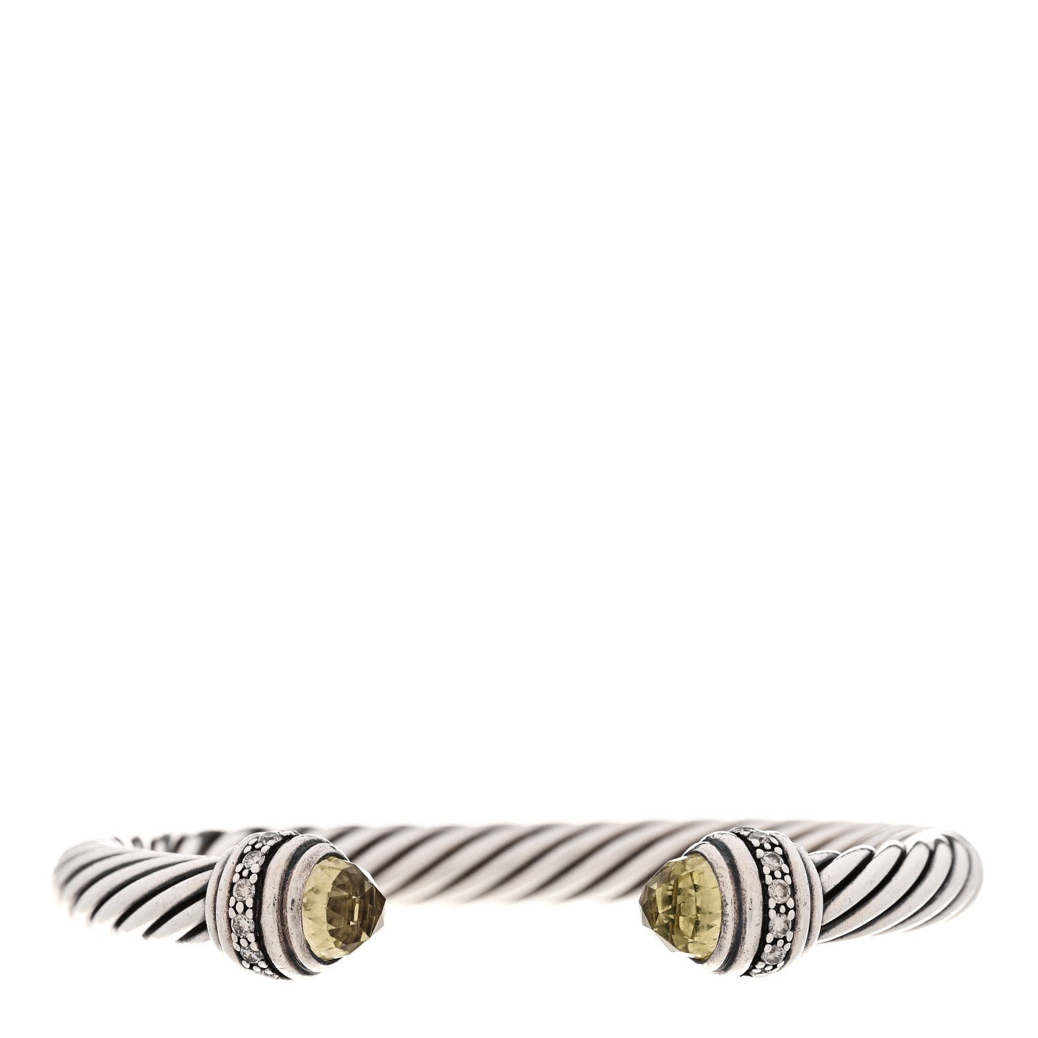 David Yurman Sterling Silver Diamond Prasiolite 7mm Cable Classics Bracelet 1 of 3