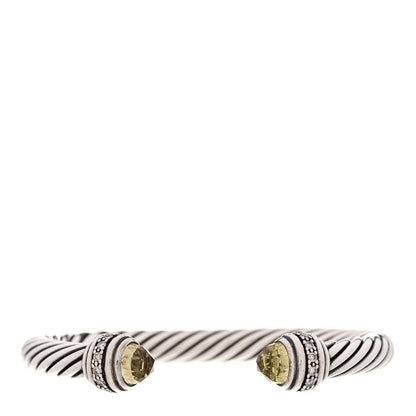 David Yurman Sterling Silver Diamond Prasiolite 7mm Cable Classics Bracelet 1 of 3