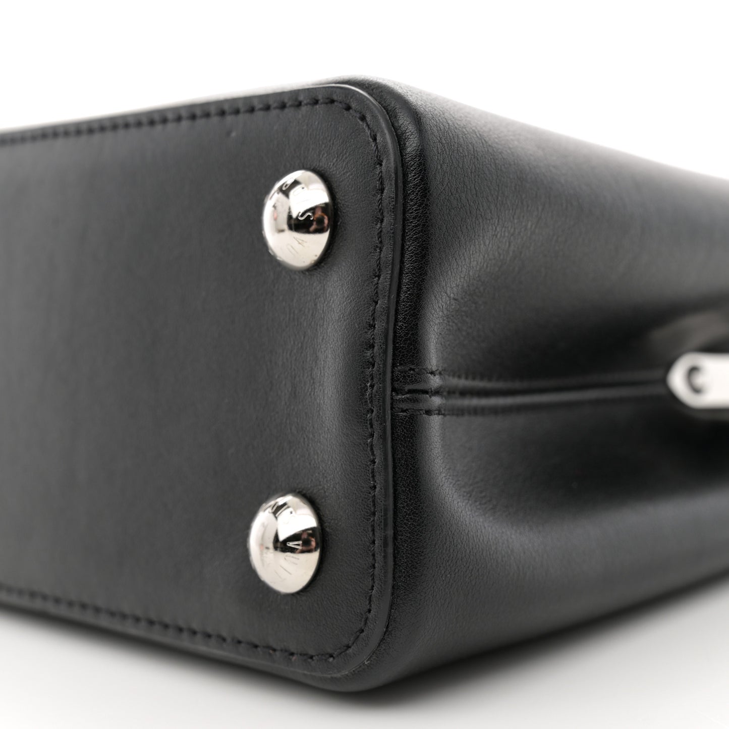 Smooth Calfskin Crystal Flowers Capucines BB Black