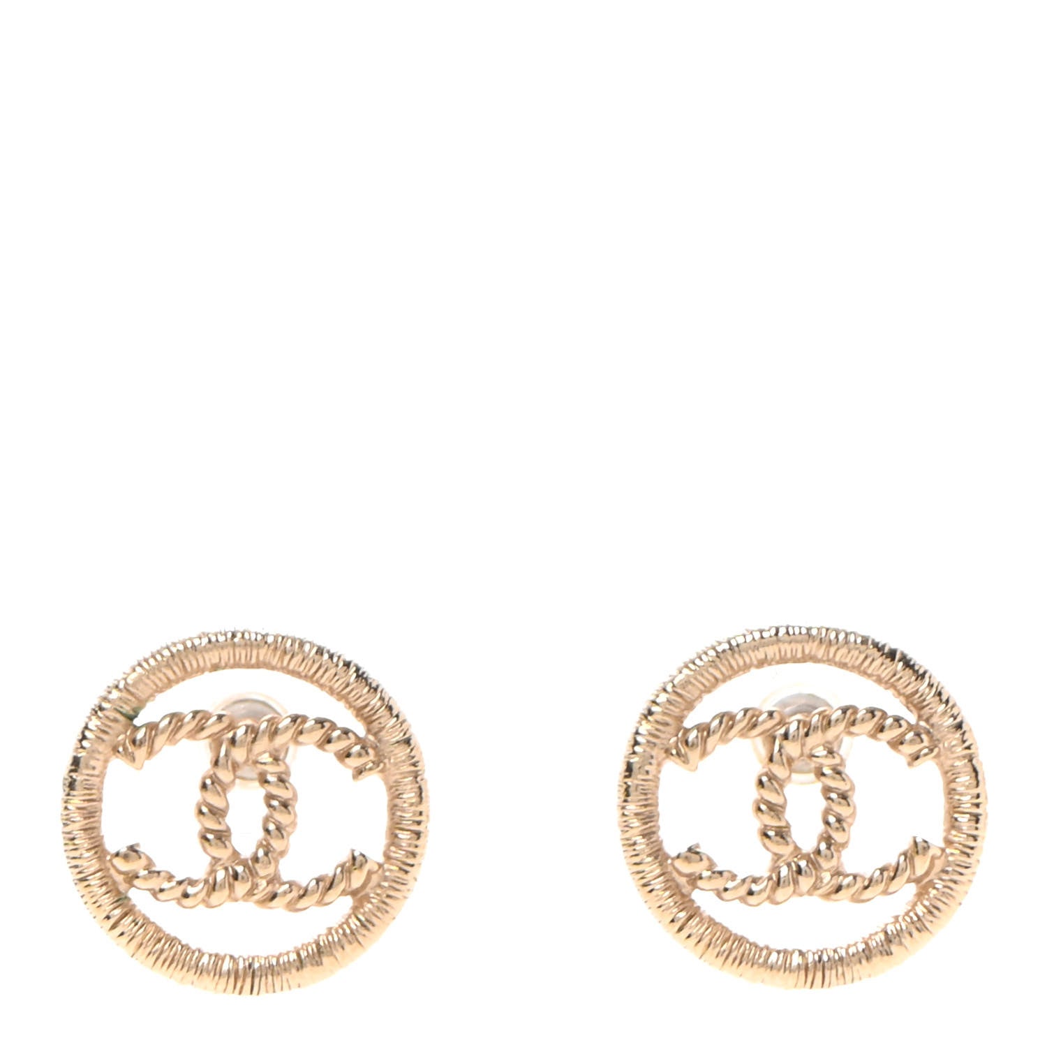 Chanel CC Round Rope Earrings Gold 1 of 6