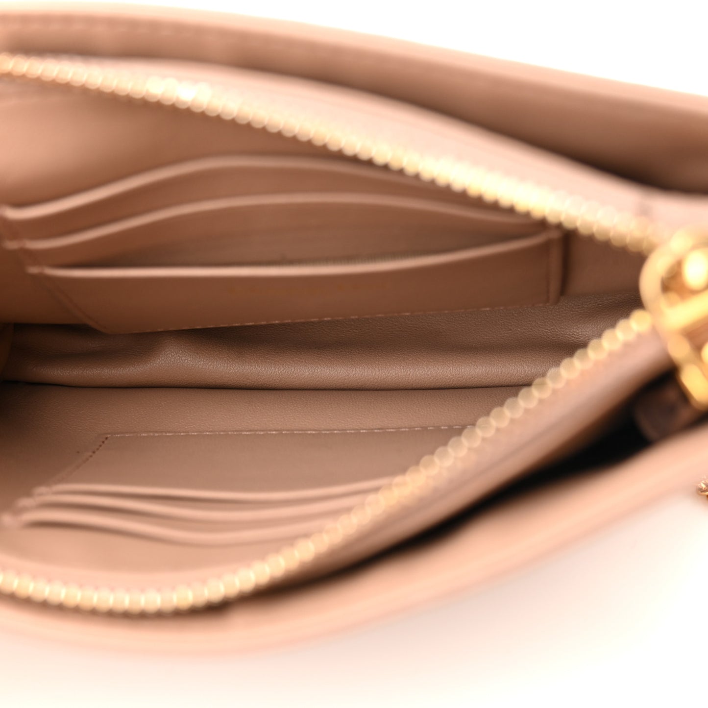 Calfskin Cannage Caro Zipped Pouch With Chain Fard