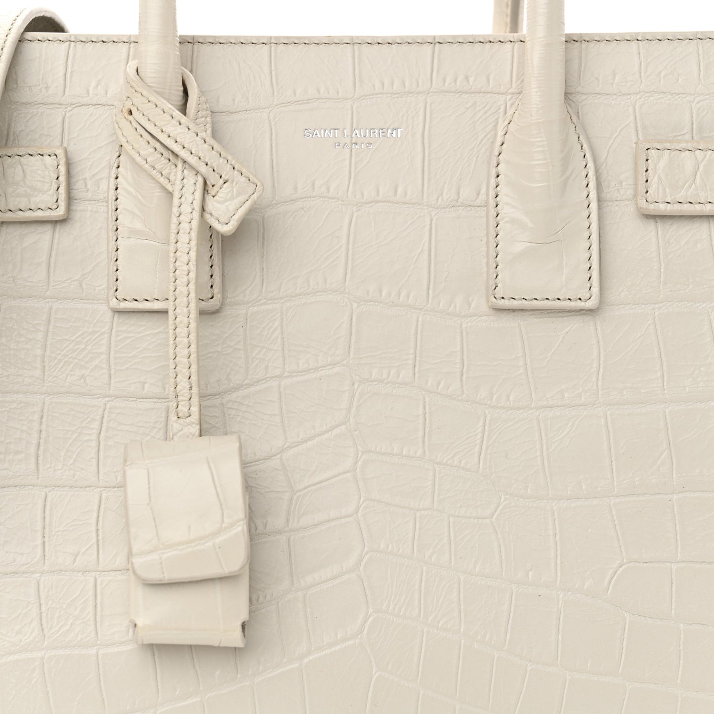 Calfskin Crocodile Embossed Baby Sac De Jour Crema Soft