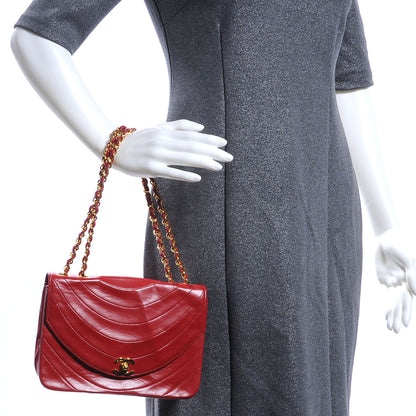 Chanel Lambskin Ribbon Stitched Flap Red 2 of 8