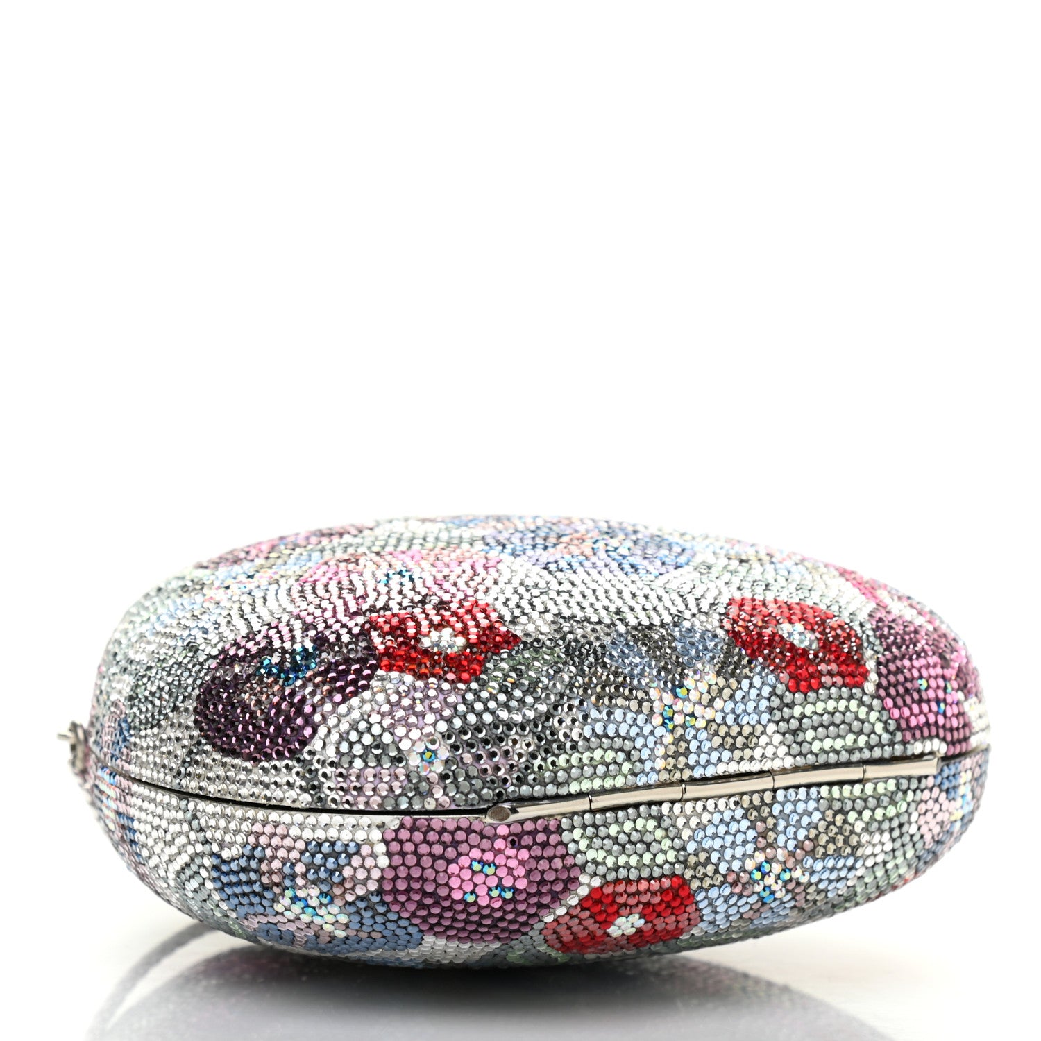 Judith Leiber Swarovski Crystal Floral Clutch Silver Multicolor 4 of 7