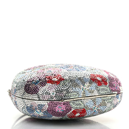 Judith Leiber Swarovski Crystal Floral Clutch Silver Multicolor 4 of 7