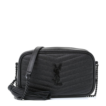 Saint Laurent Grain De Poudre Matelasse Monogram Mini Lou Camera Bag Black 1 of 9