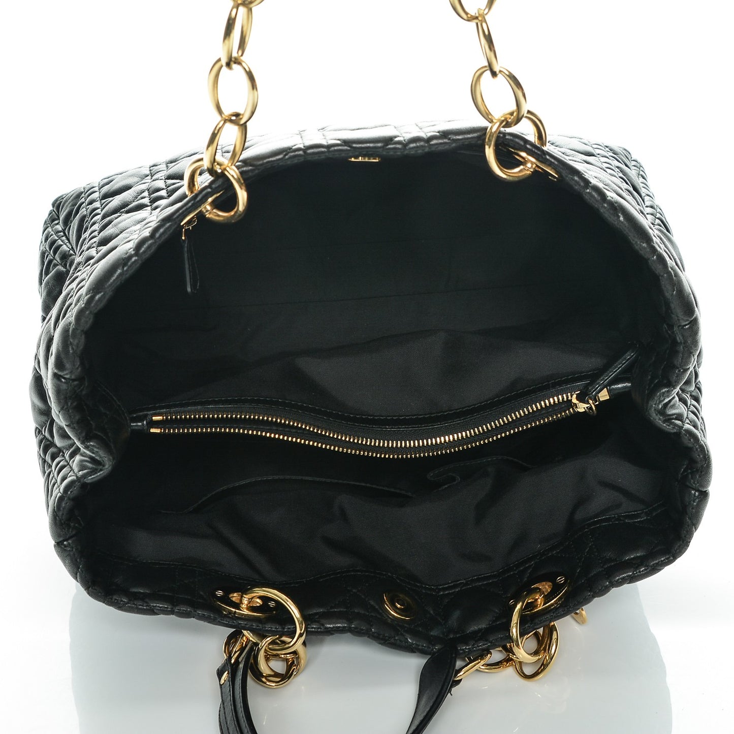 Lambskin Cannage Large Dior Soft Shopping Tote Black