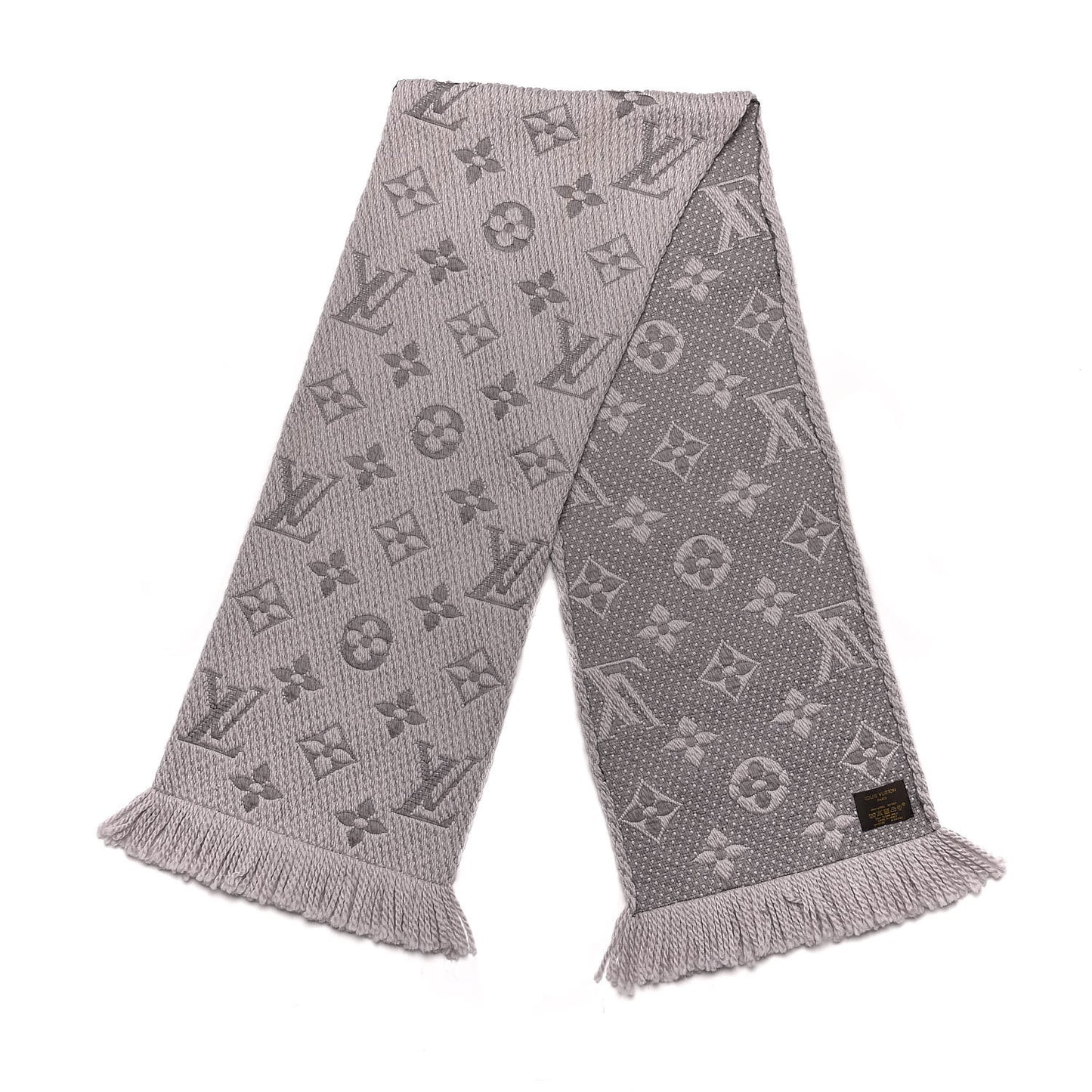 Wool Silk Logomania Scarf Pearl Grey