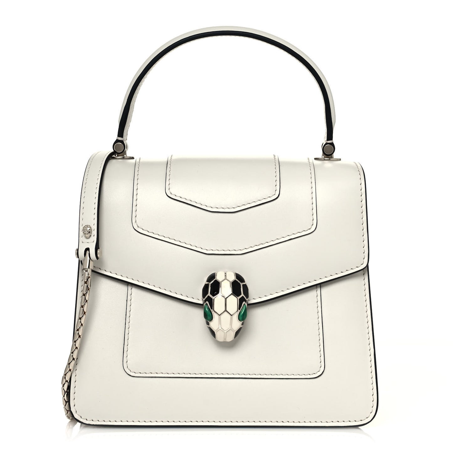 Calfskin Serpenti Forever Top Handle White