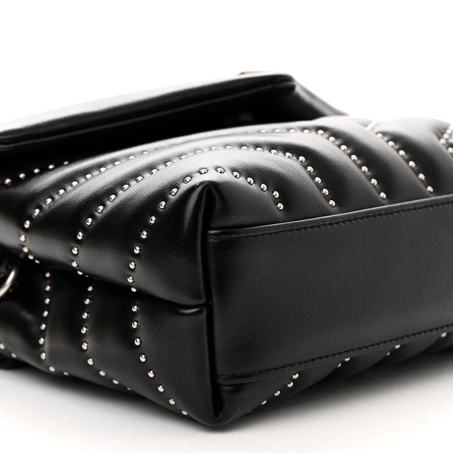 Calfskin Y Quilted Studded Monogram Toy Loulou Crossbody Bag Black