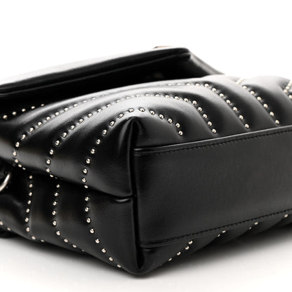 Saint Laurent Calfskin Y Quilted Studded Monogram Toy Loulou Crossbody Bag Black 9 of 10