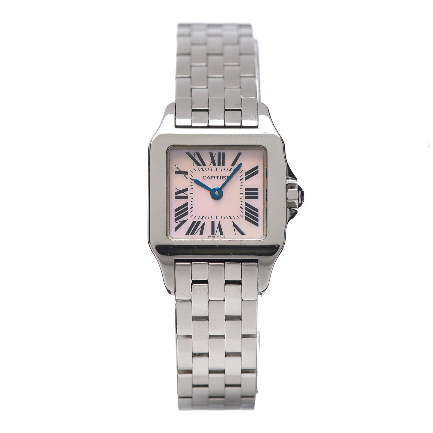 Stainless Steel Pink Mother of Pearl 20mm Santos Demoiselle Quartz Watch