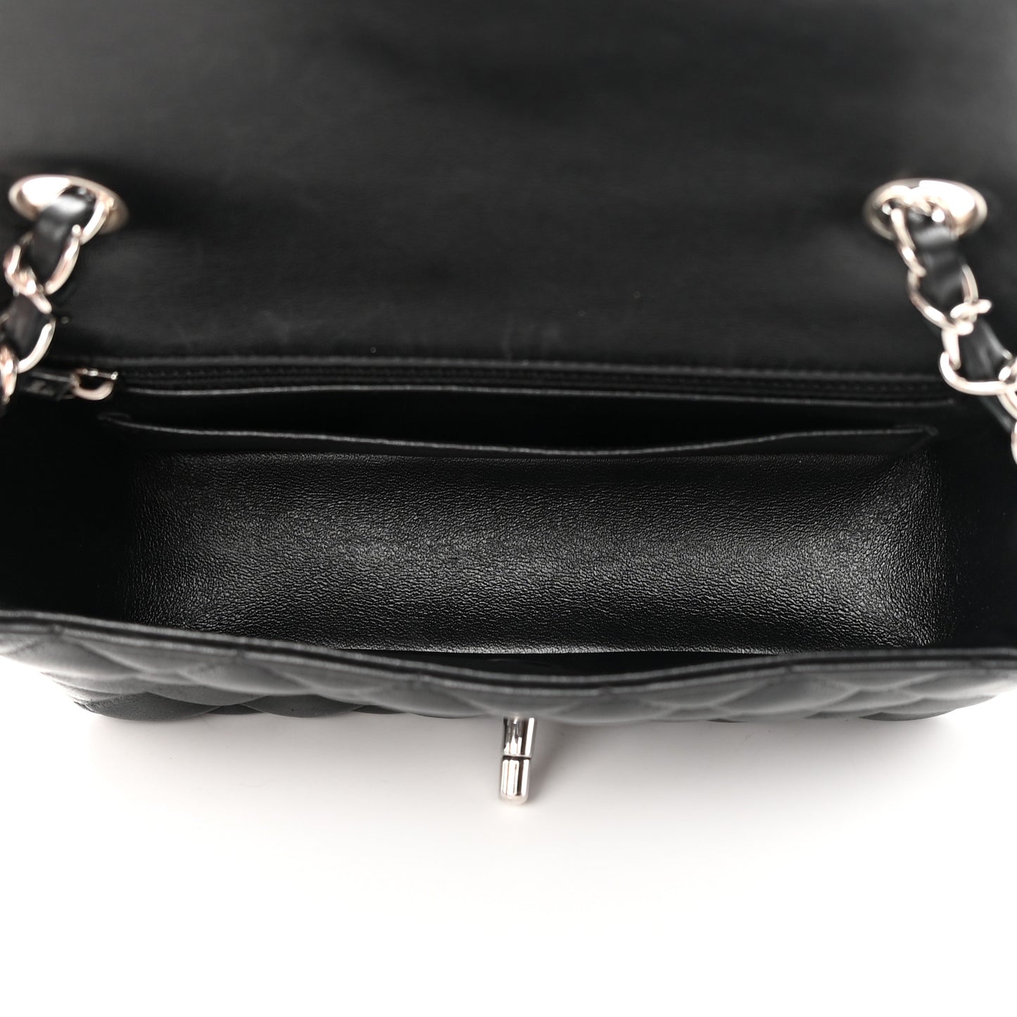 Lambskin Quilted Mini Rectangular Flap Black