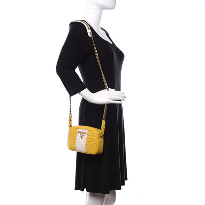 Prada Soft Calfskin Diagramme Crossbody Bag Soleil Bianco 2 of 9