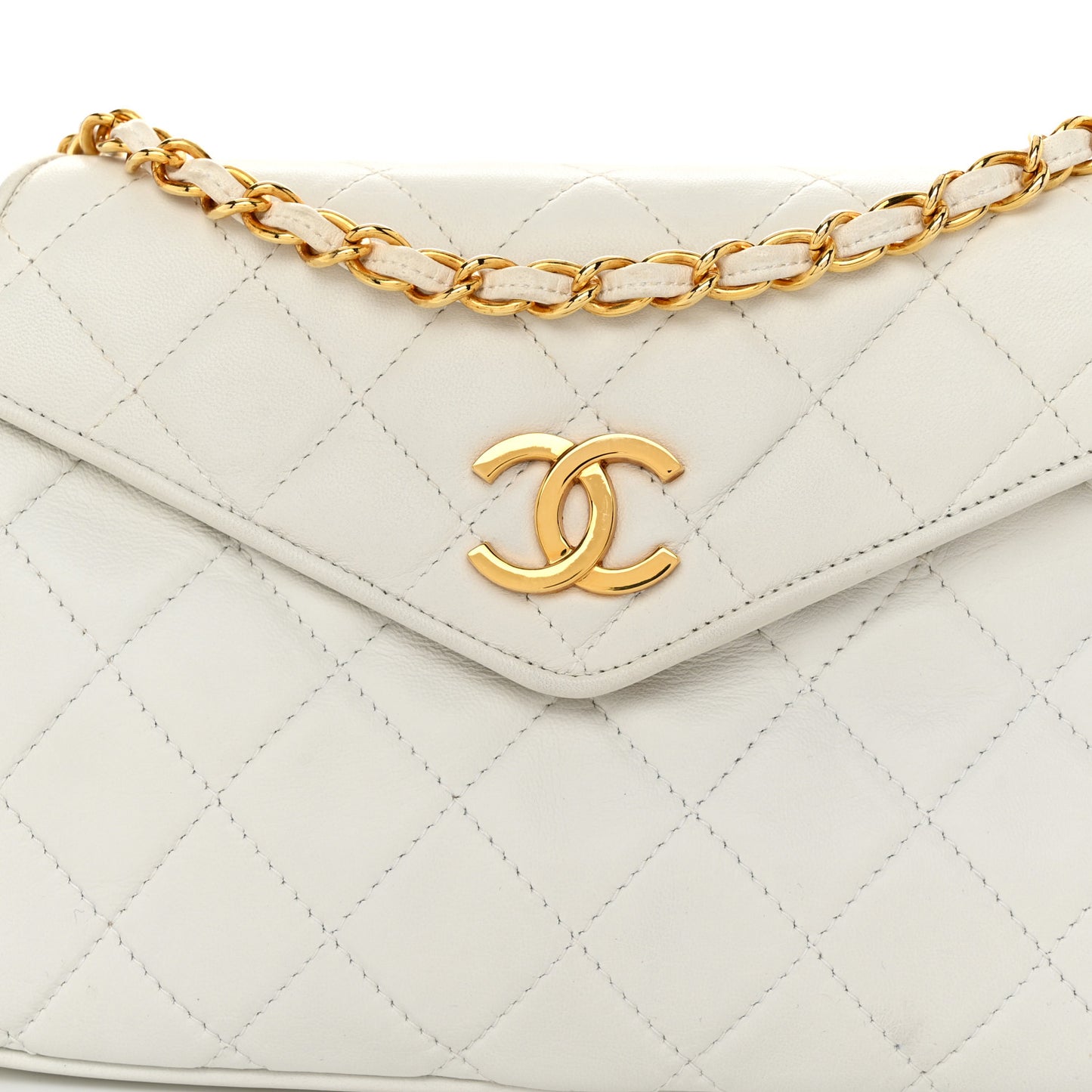 Lambskin Quilted Tassel Flap White