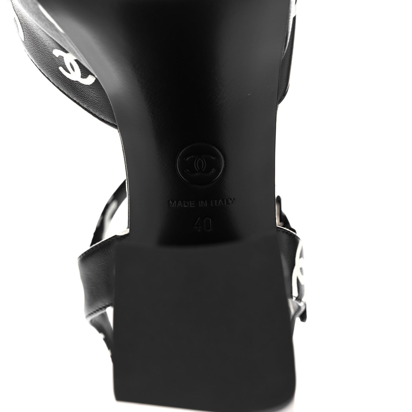 Printed Lambskin CC Platform Sandals 40 Black White