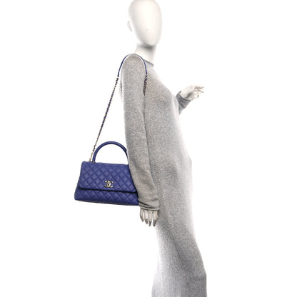 Chanel Caviar Quilted Small Coco Handle Flap Dark Purple 2 of 10