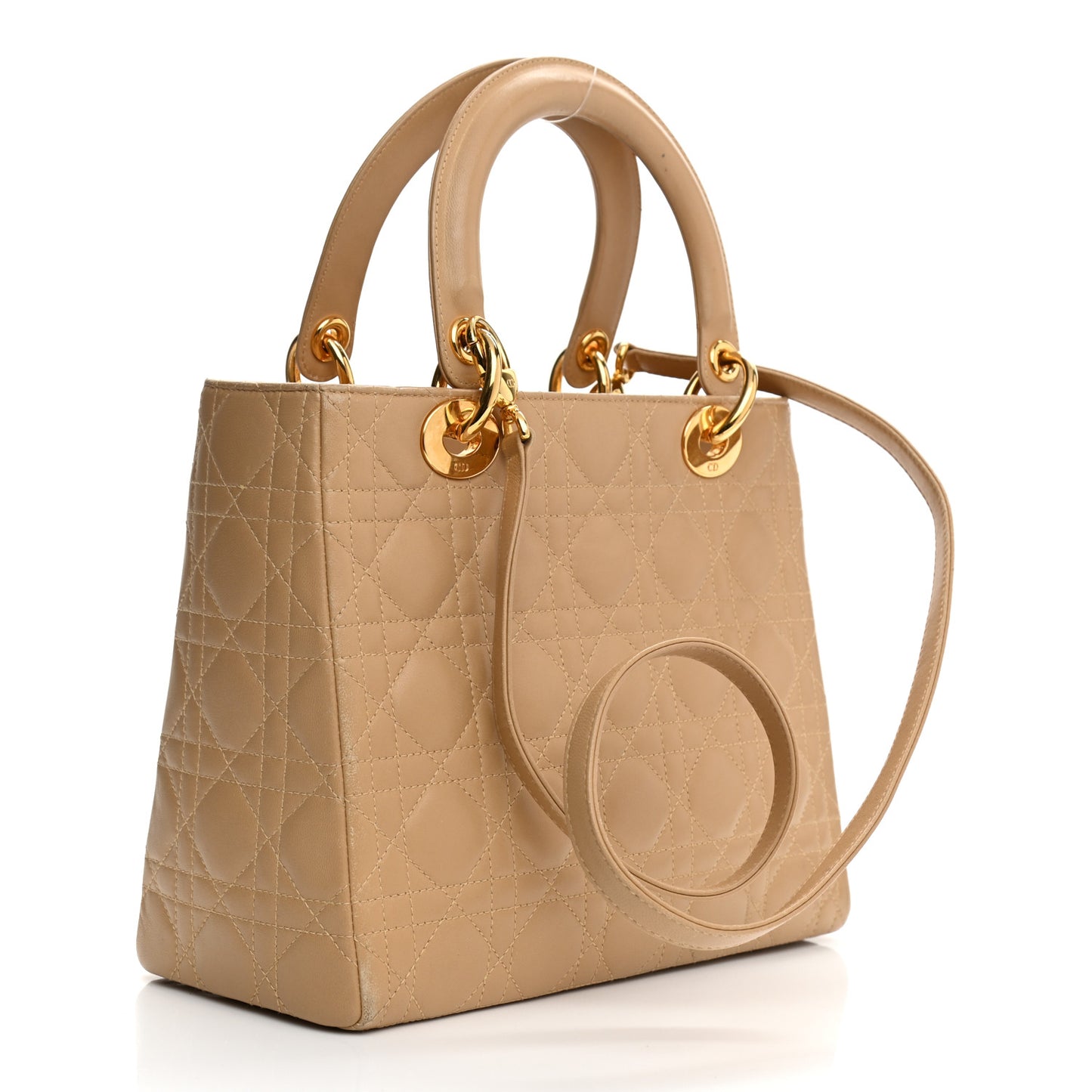 Lambskin Cannage Medium Lady Dior Beige