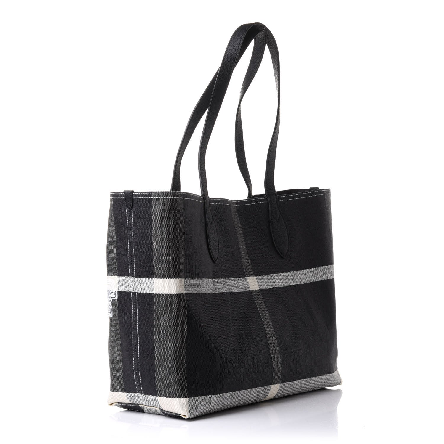 Burberry Coated Canvas Mega Check Large Reversible Doodle Tote Black White 2 of 8
