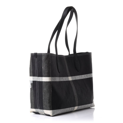 Burberry Coated Canvas Mega Check Large Reversible Doodle Tote Black White 2 of 8