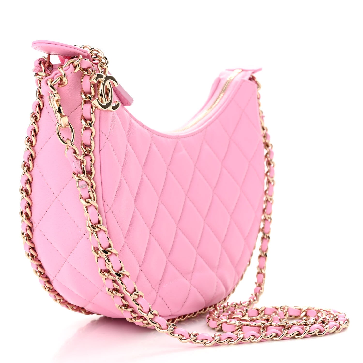 Chanel Lambskin Quilted Small Hobo Bag Pink 3 of 11