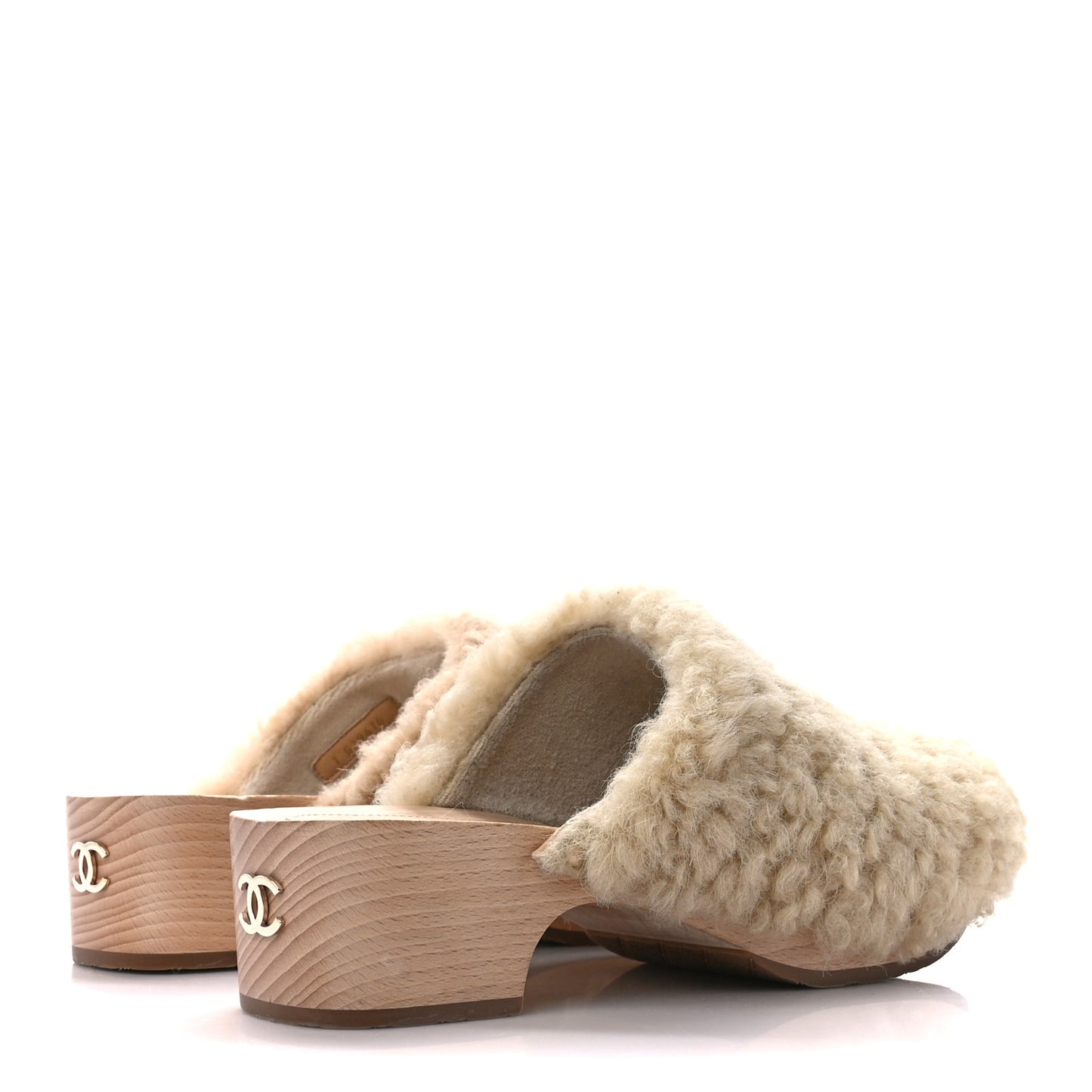 Shearling Lambskin Clogs 38 Beige