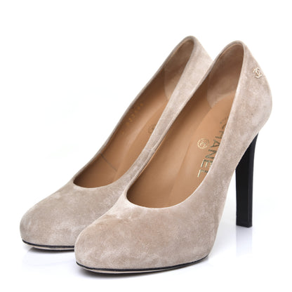 Chanel Suede Calfskin CC Pumps 36 Dark Beige 2 of 11