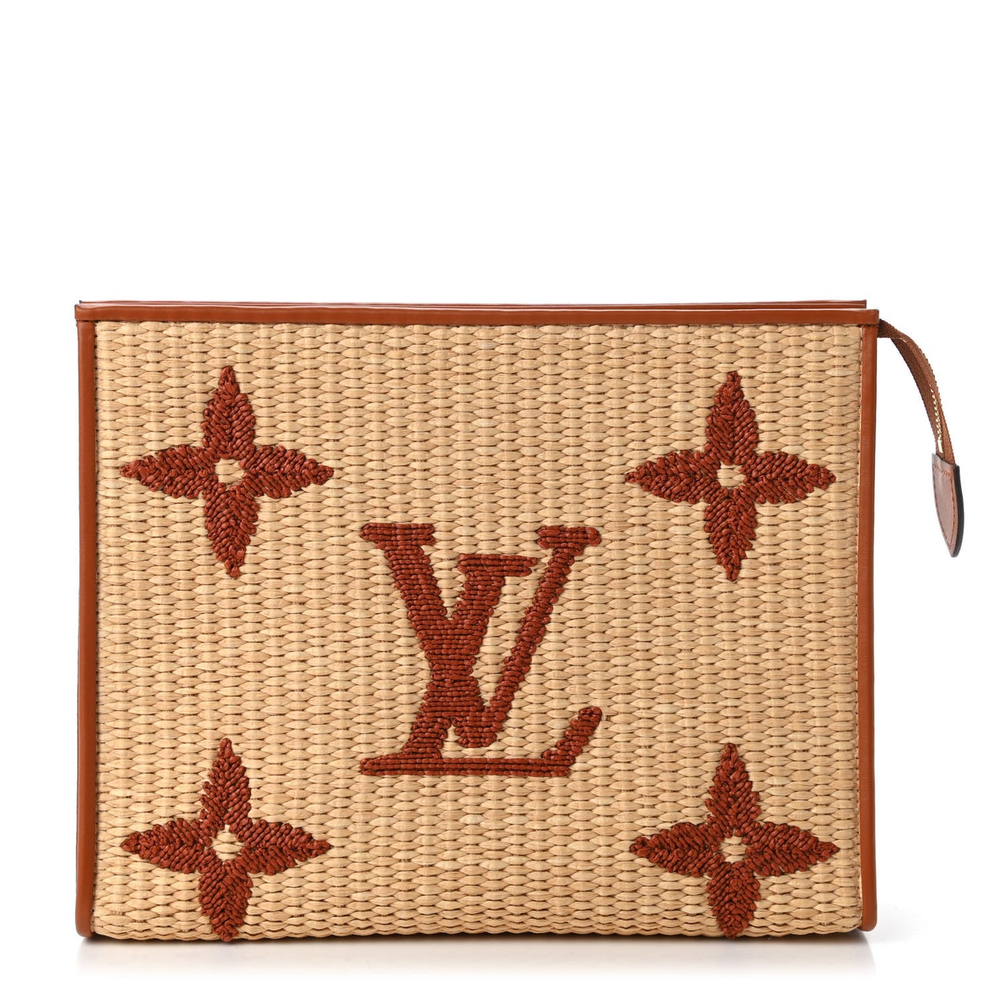 Raffia Monogram Giant Toiletry Pouch 26 Tan