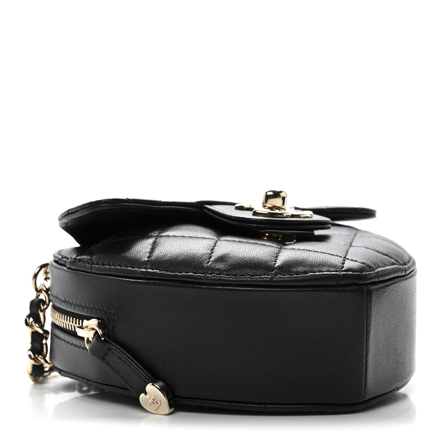 Chanel Lambskin Quilted CC In Love Heart Clutch With Chain Black 4 of 10