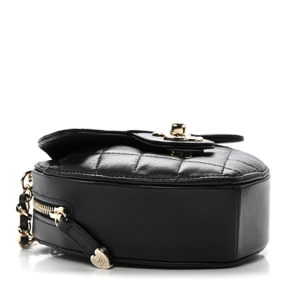 Chanel Lambskin Quilted CC In Love Heart Clutch With Chain Black 4 of 10