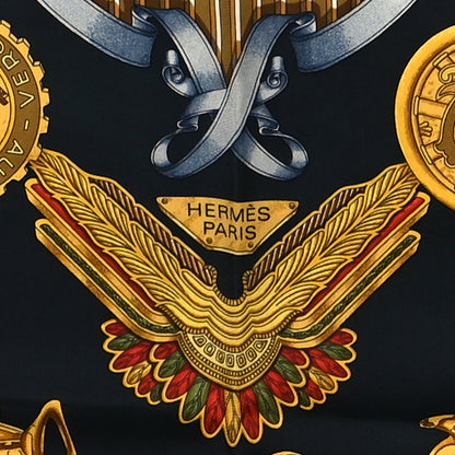 Hermes Silk Les Parures Du Vent Scarf 90 Black 2 of 3