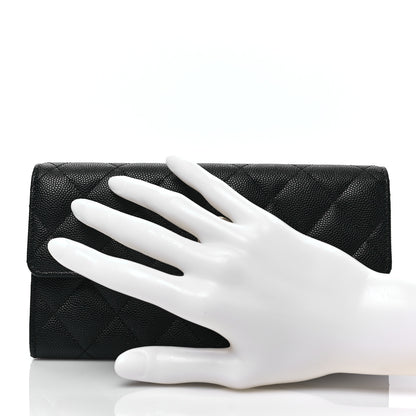 Chanel Caviar Quilted CC Large Gusset Flap Wallet Black 2 of 8
