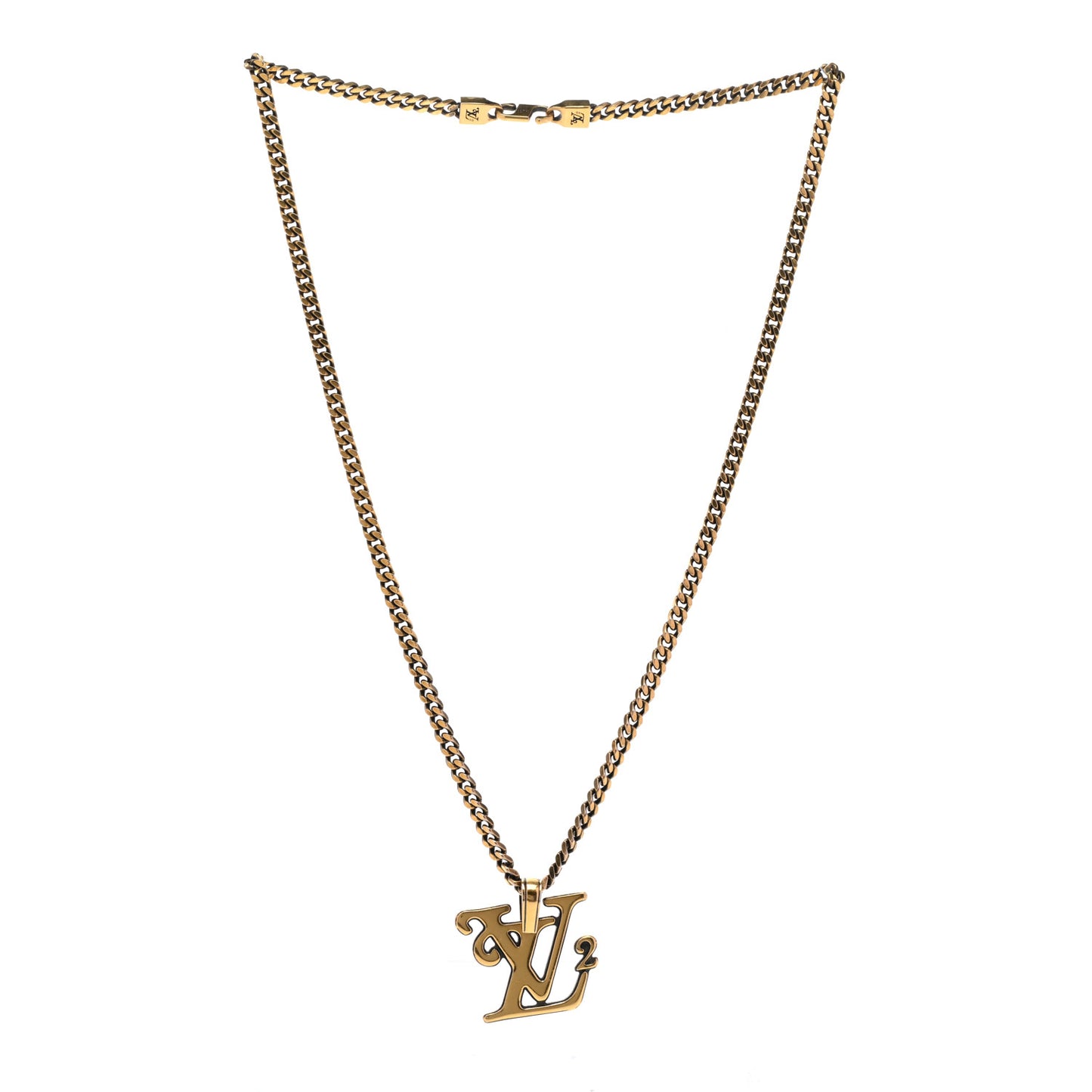 X NIGO Metal LV Squared Necklace Gold
