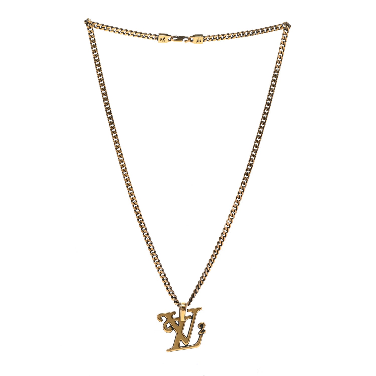 Louis Vuitton X NIGO Metal LV Squared Necklace Gold 3 of 5