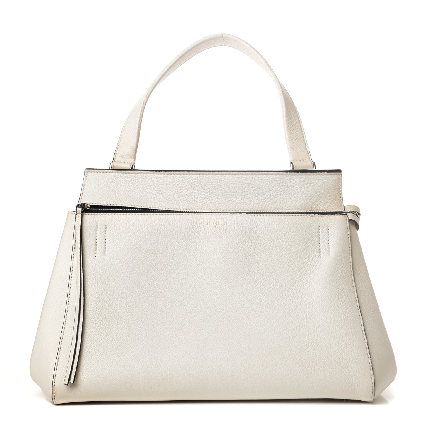 Grained Calfskin Medium Edge Shoulder Bag White