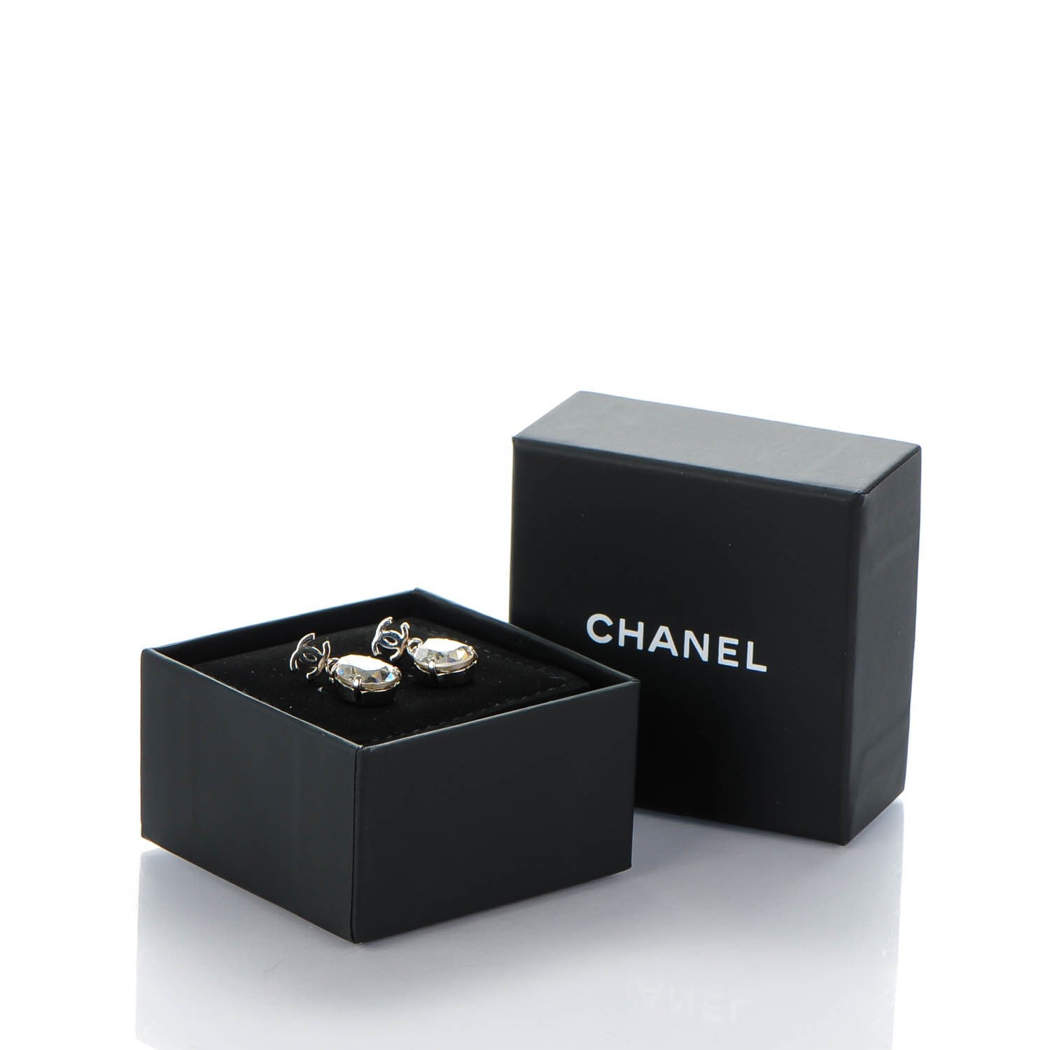 Chanel Crystal CC Drop Earrings Silver 4 of 4