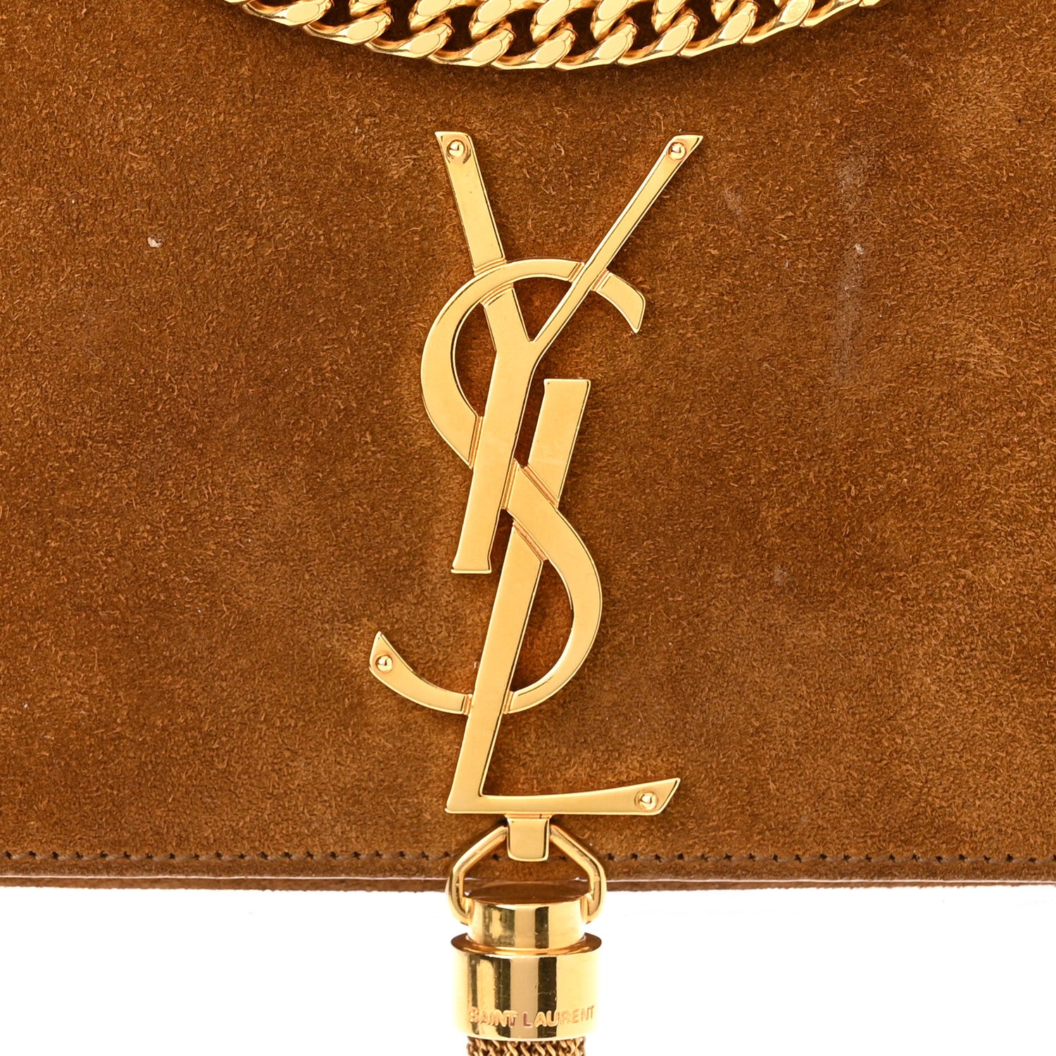 Saint Laurent Suede Small Classic Monogram Kate Tassel Satchel Light Ochre 8 of 12