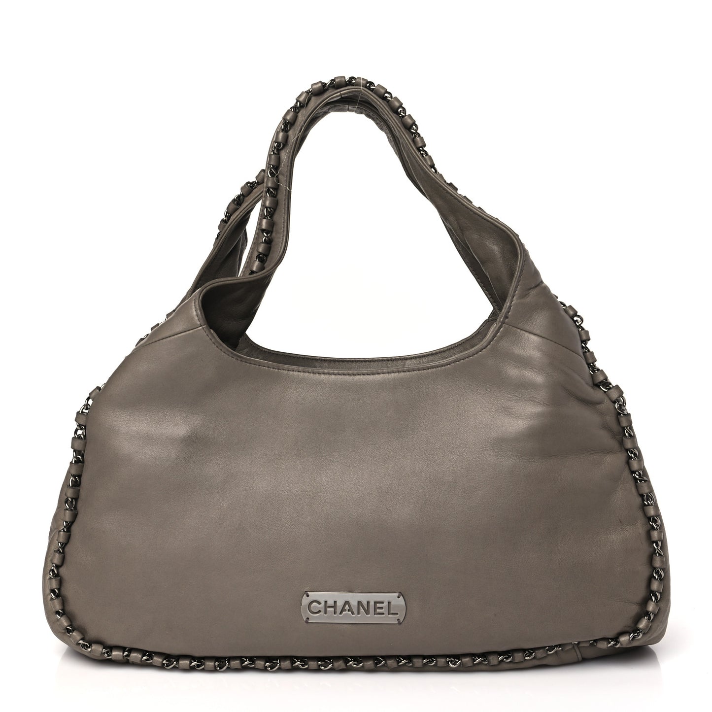 Lambskin Chain Hobo Grey