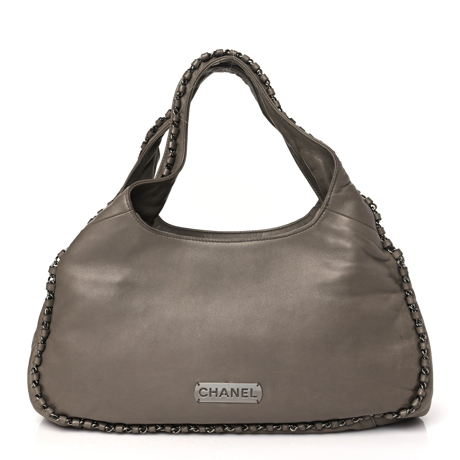 Chanel Lambskin Chain Hobo Grey 1 of 13